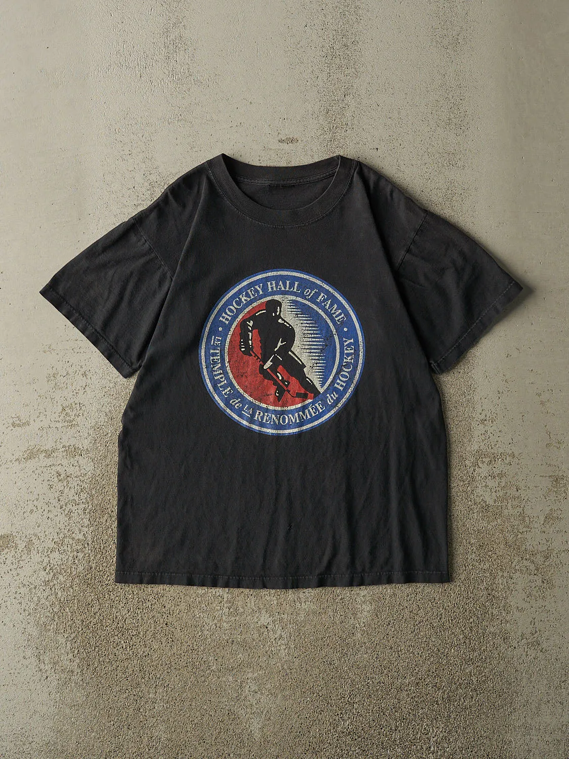 Vintage 90s Black Hockey Hall Of Fame Tee (S/M) sold by Rebalance Vintage