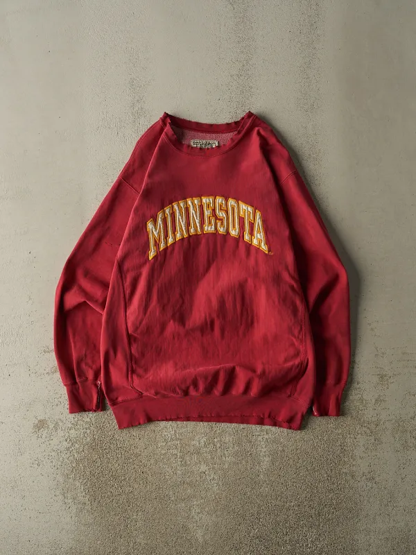 Vintage 90s Burgundy University of Minnesota Embroidered Crewneck (L/XL) sold by Rebalance Vintage