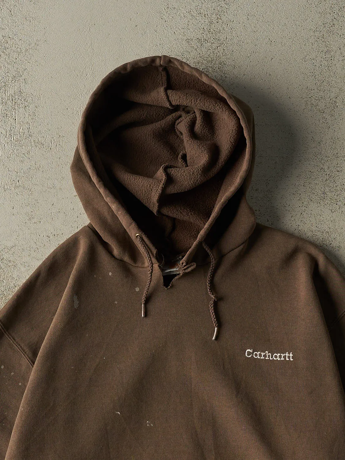 Vintage 90s Sun Faded Brown Carhartt Embroidered Hoodie (L/XL) sold by Rebalance Vintage product image thumbnail 2