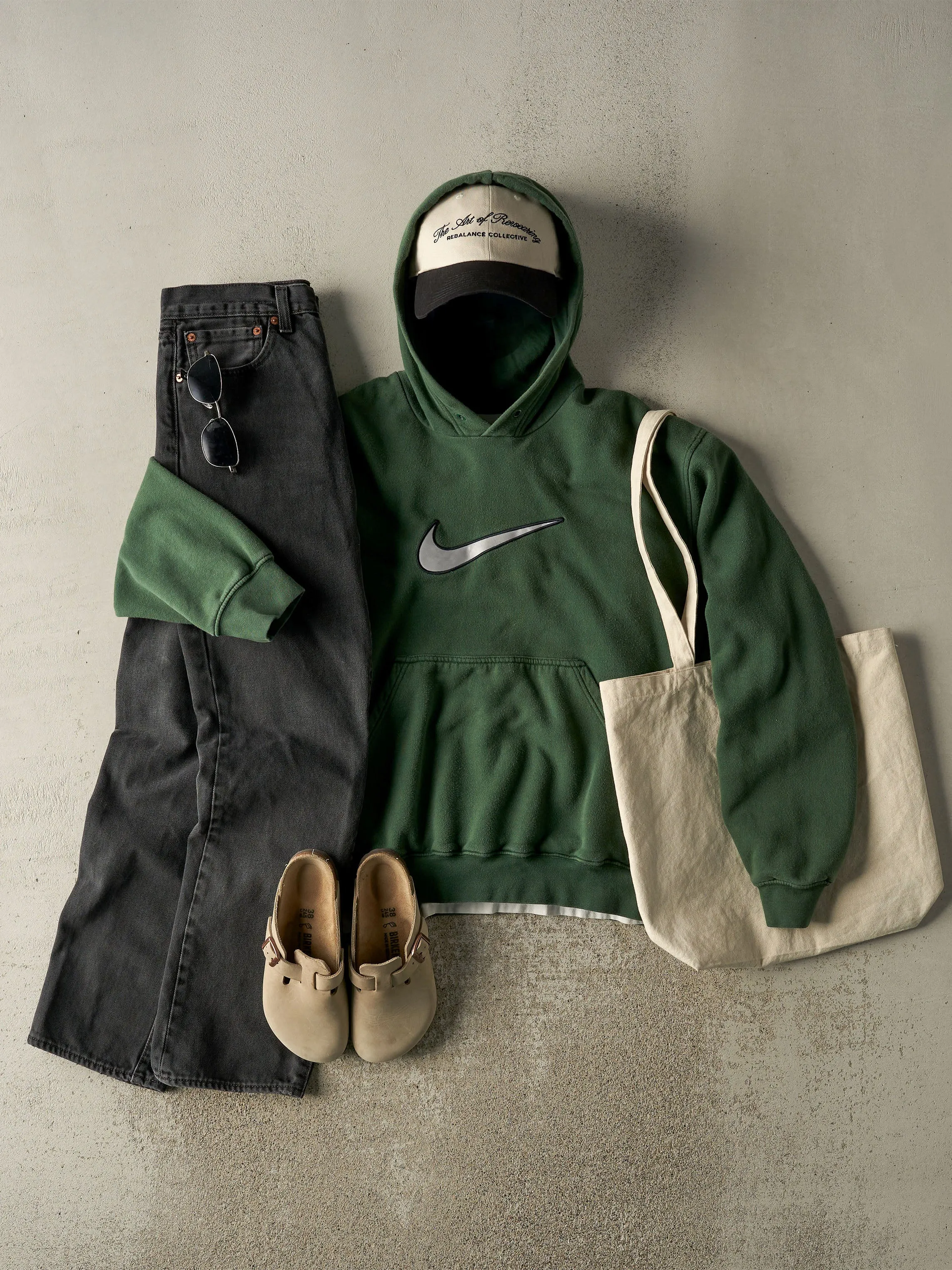 Vintage Y2K Sun Faded Green Nike Embroidered Hoodie (M/L) sold by Rebalance Vintage product image thumbnail 2