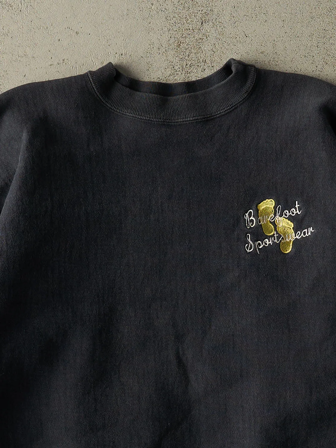 Vintage 80s Faded Black Barefoot Sportswear Crewneck (L) sold by Rebalance Vintage product image thumbnail 2