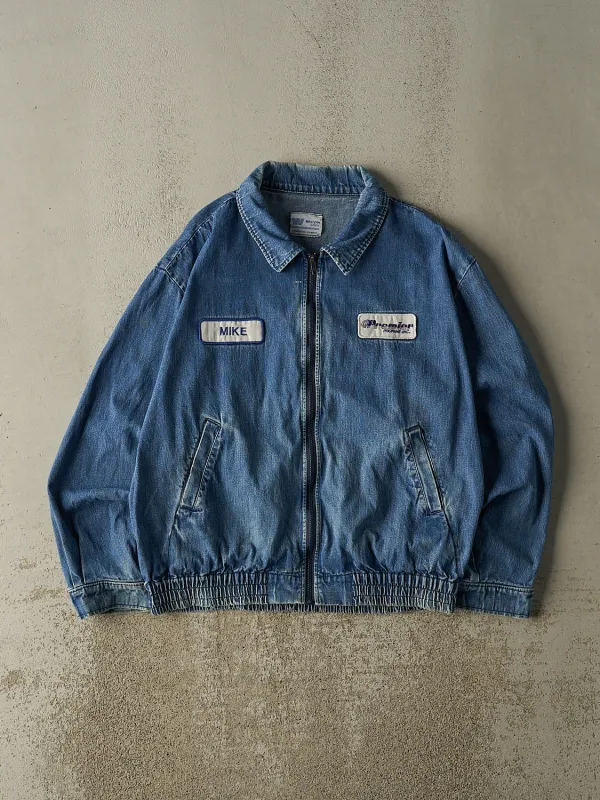 Vintage 80s Mid Wash Denim Zip Up Work Jacket (L/XL) made by Rebalance Vintage