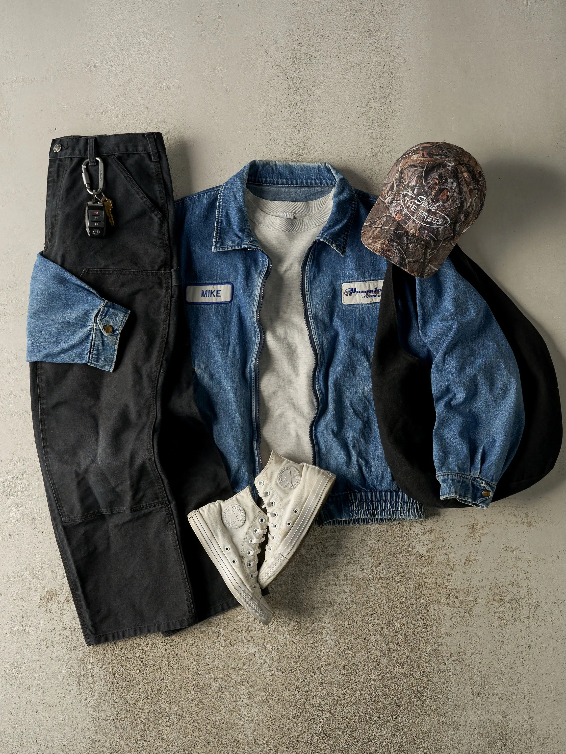 Vintage 80s Mid Wash Denim Zip Up Work Jacket (L/XL) sold by Rebalance Vintage product image thumbnail 2