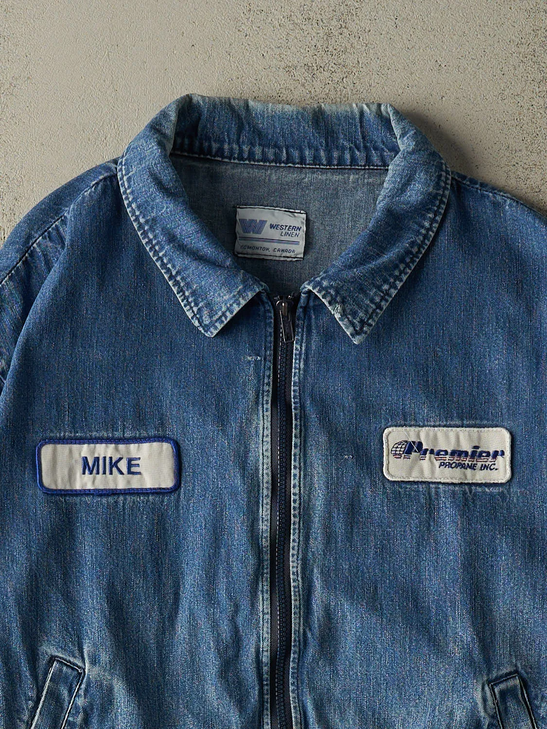 Vintage 80s Mid Wash Denim Zip Up Work Jacket (L/XL) sold by Rebalance Vintage product image thumbnail 3