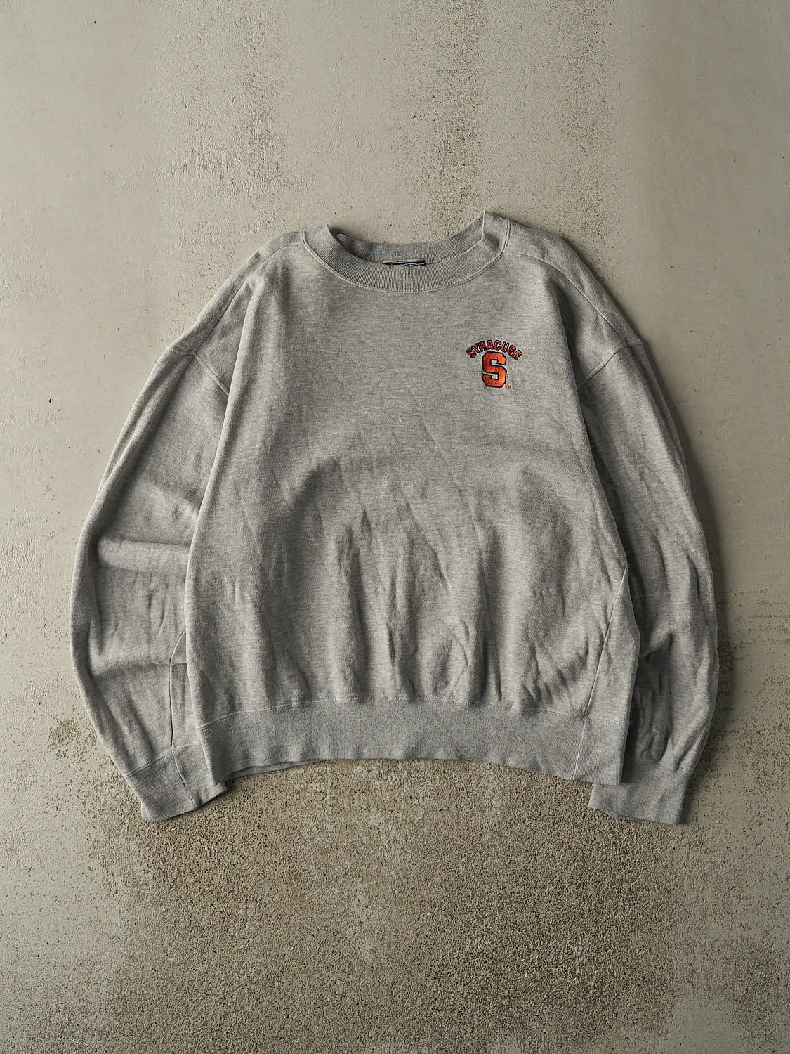 Vintage 90s Grey Syracuse University Embroidered Crewneck (XL) sold by Rebalance Vintage