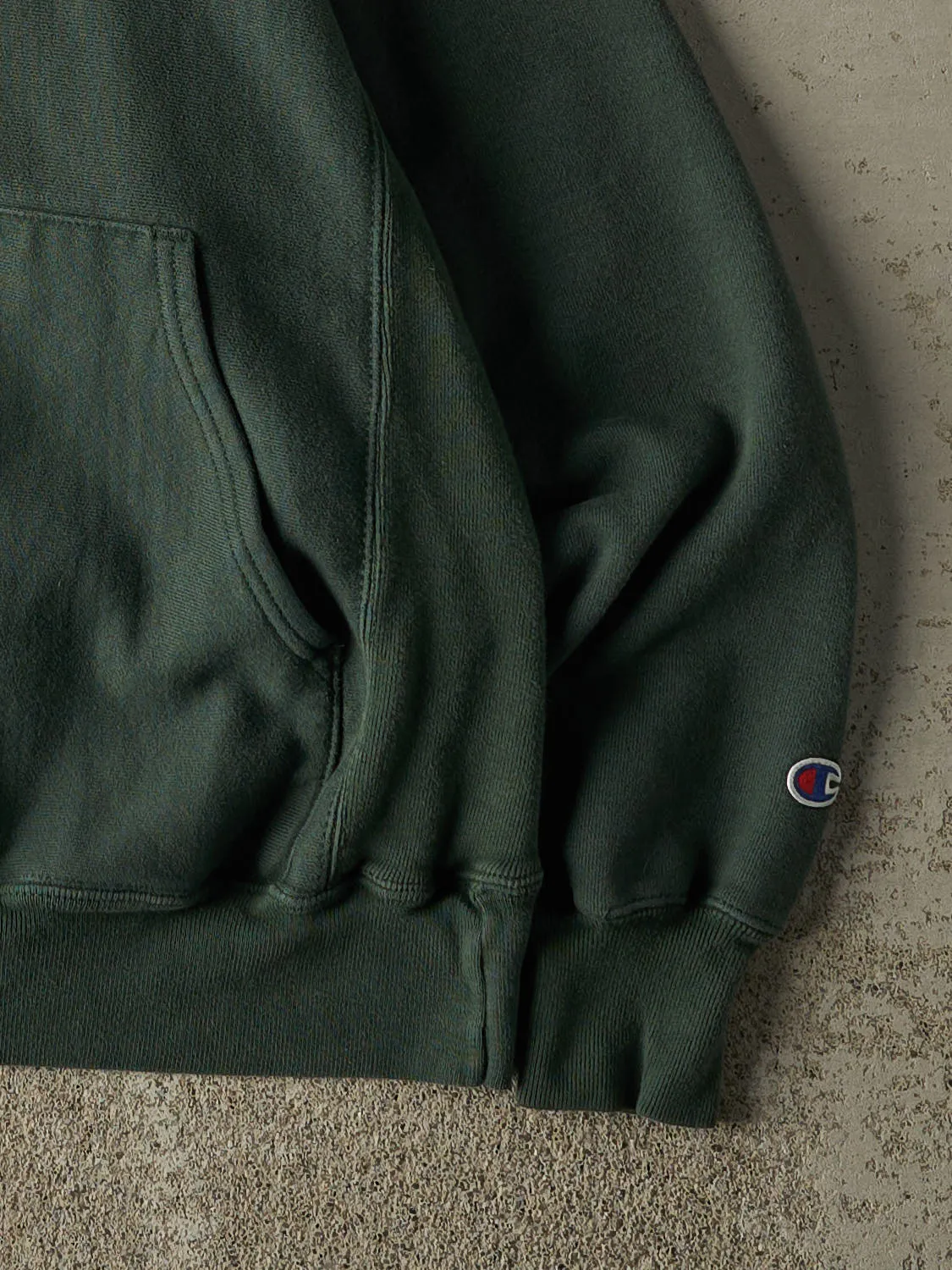 Vintage Y2K Green Champion Reverse Weave Loyola College Hoodie (XS/S) sold by Rebalance Vintage product image thumbnail 4