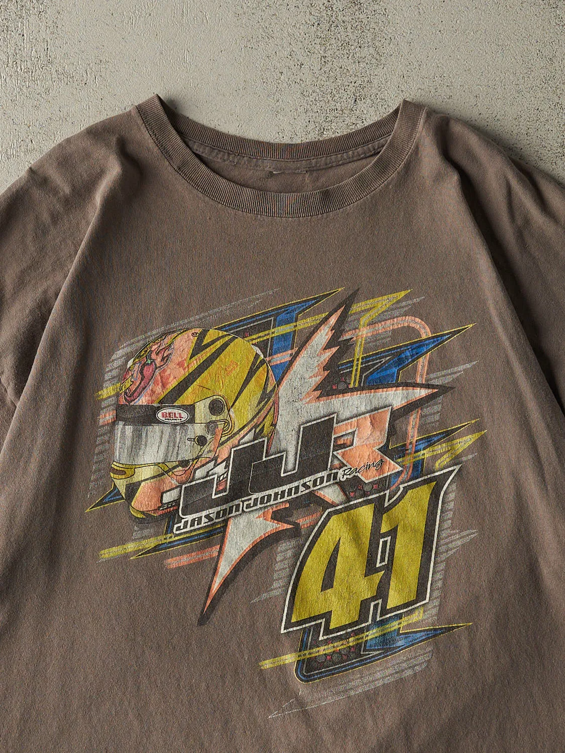 Vintage Y2K Sun Faded Brown Jason Johnson Racing Tee (XL) sold by Rebalance Vintage product image thumbnail 3