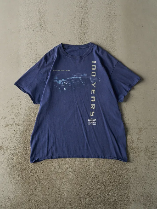 Vintage Y2K Blue Chevrolet Hundred Years Tee (L) sold by Rebalance Vintage
