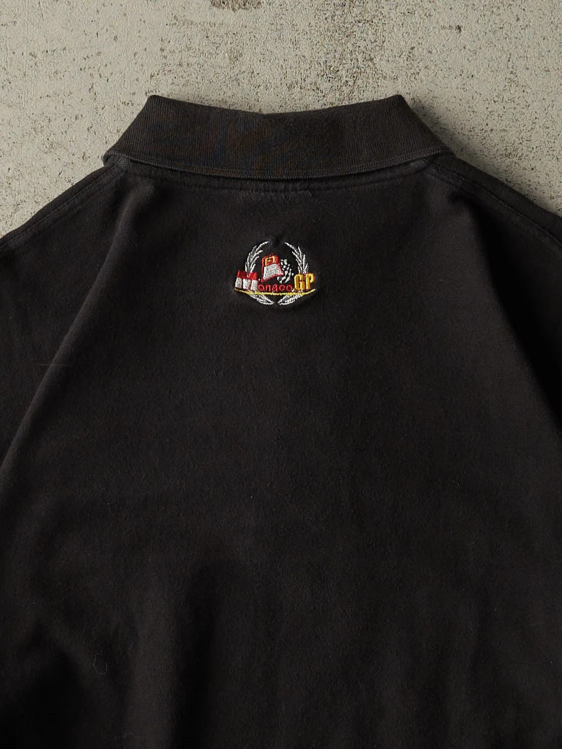 Vintage 90s Black Monaco Grand Prix Quarter Button Tee (L) sold by Rebalance Vintage product image thumbnail 4