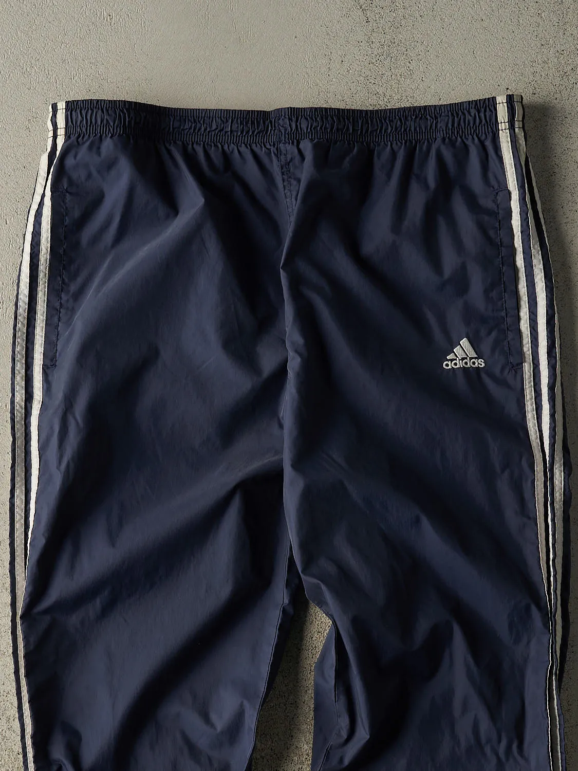 Vintage 90s Navy Blue Adidas Striped Track Pants (36x31) sold by Rebalance Vintage product image thumbnail 3