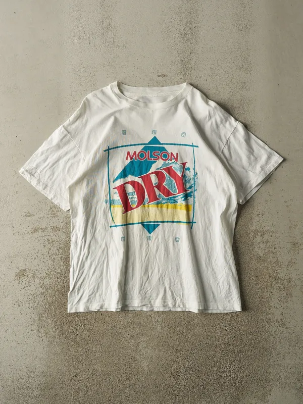 Vintage 80s White Molson Dry Tee (L) sold by Rebalance Vintage