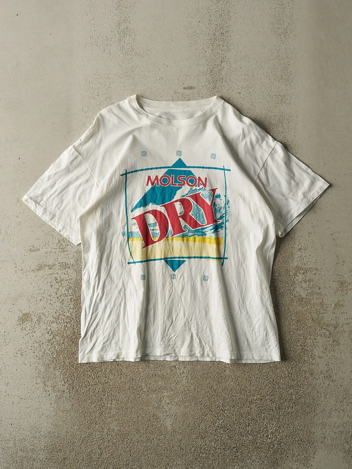 Vintage 80s White Molson Dry Tee (L) sold by Rebalance Vintage