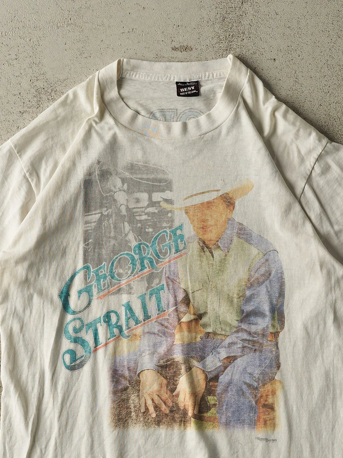 Vintage 80s White George Strait Tee (M/L) sold by Rebalance Vintage product image thumbnail 3
