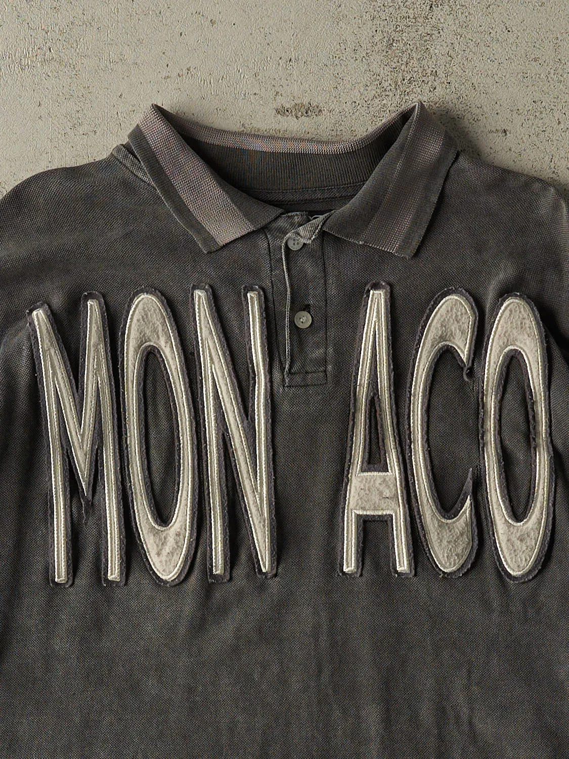 Vintage 90s Charcoal Grey Kappa Monaco Embroidered Quarter Button Long Sleeve (M/L) sold by Rebalance Vintage product image thumbnail 2