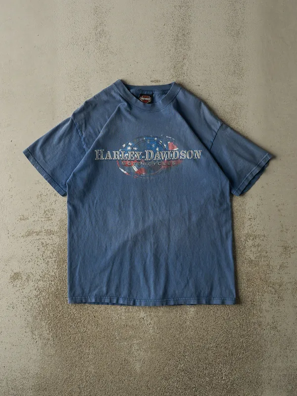 Vintage 02' Blue Harley Davidson Waynesboro Virginia Tee (M/L) made by Rebalance Vintage