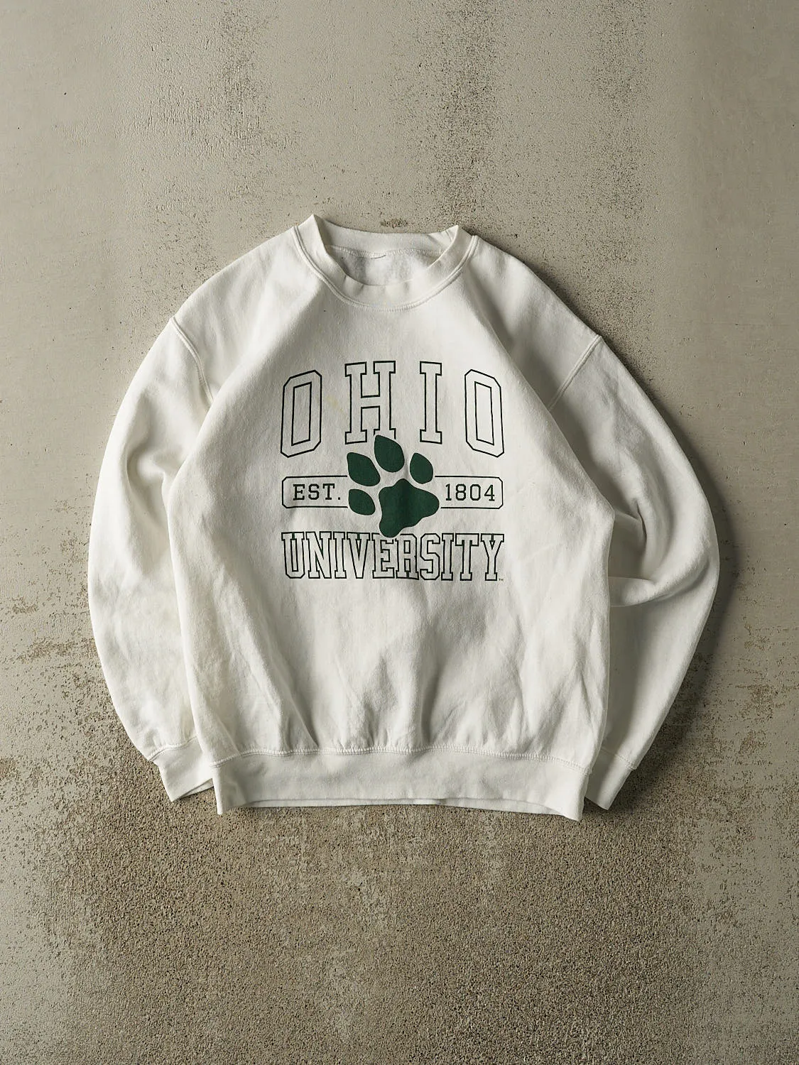 Vintage 90s White Ohio University Crewneck (S/M) sold by Rebalance Vintage