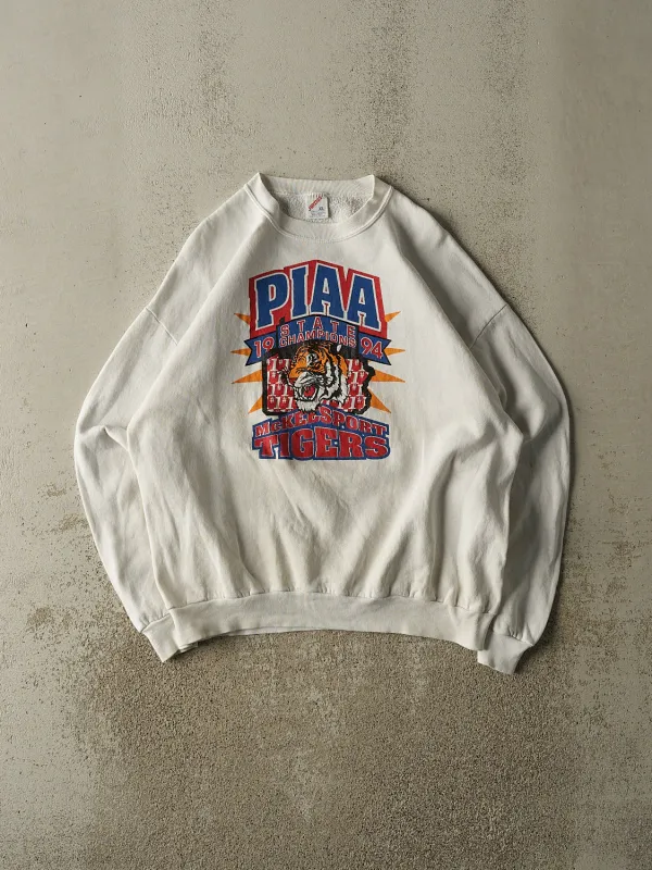 Vintage 94' White McKeesport Tigers PIAA State Champions Crewneck (L) made by Rebalance Vintage