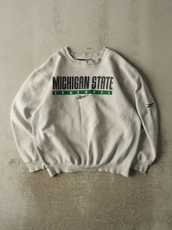 Vintage 90s Heather Grey Reebok Michigan State Football Crewneck (L/XL) made by Rebalance Vintage