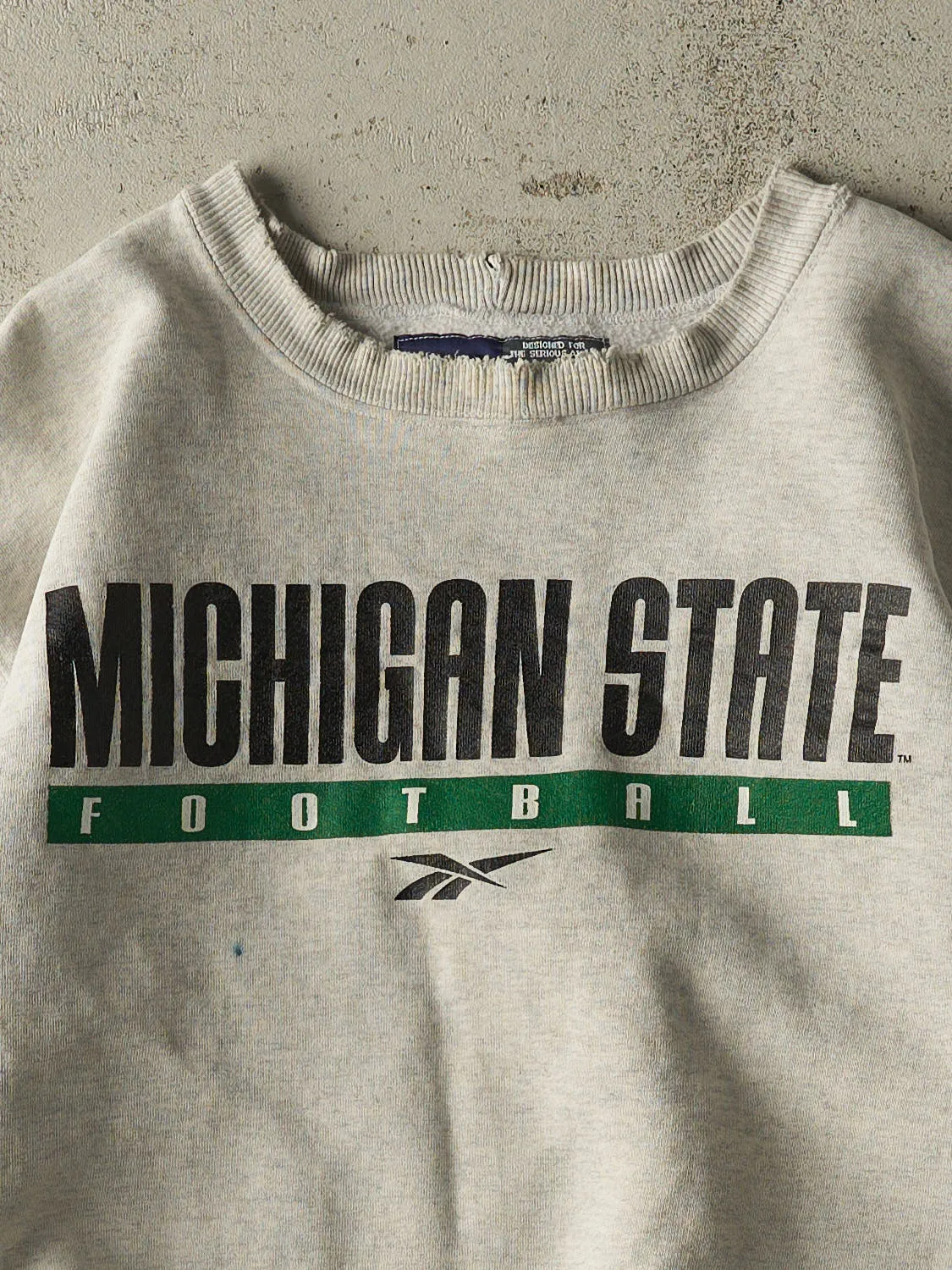 Vintage 90s Heather Grey Reebok Michigan State Football Crewneck (L/XL) sold by Rebalance Vintage product image thumbnail 2