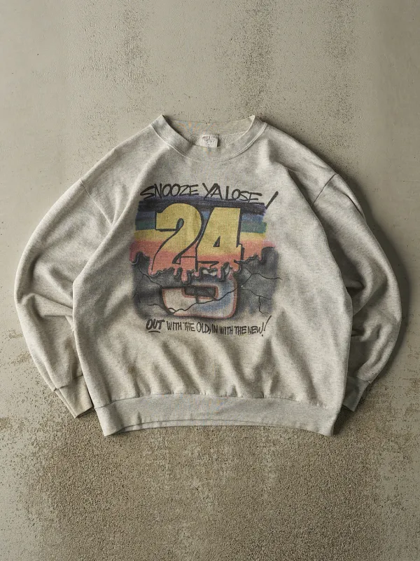Vintage 90s Heather Grey Jeff Gordon "Snooze Ya Lose" Nascar Racing Crewneck (M/L) made by Rebalance Vintage