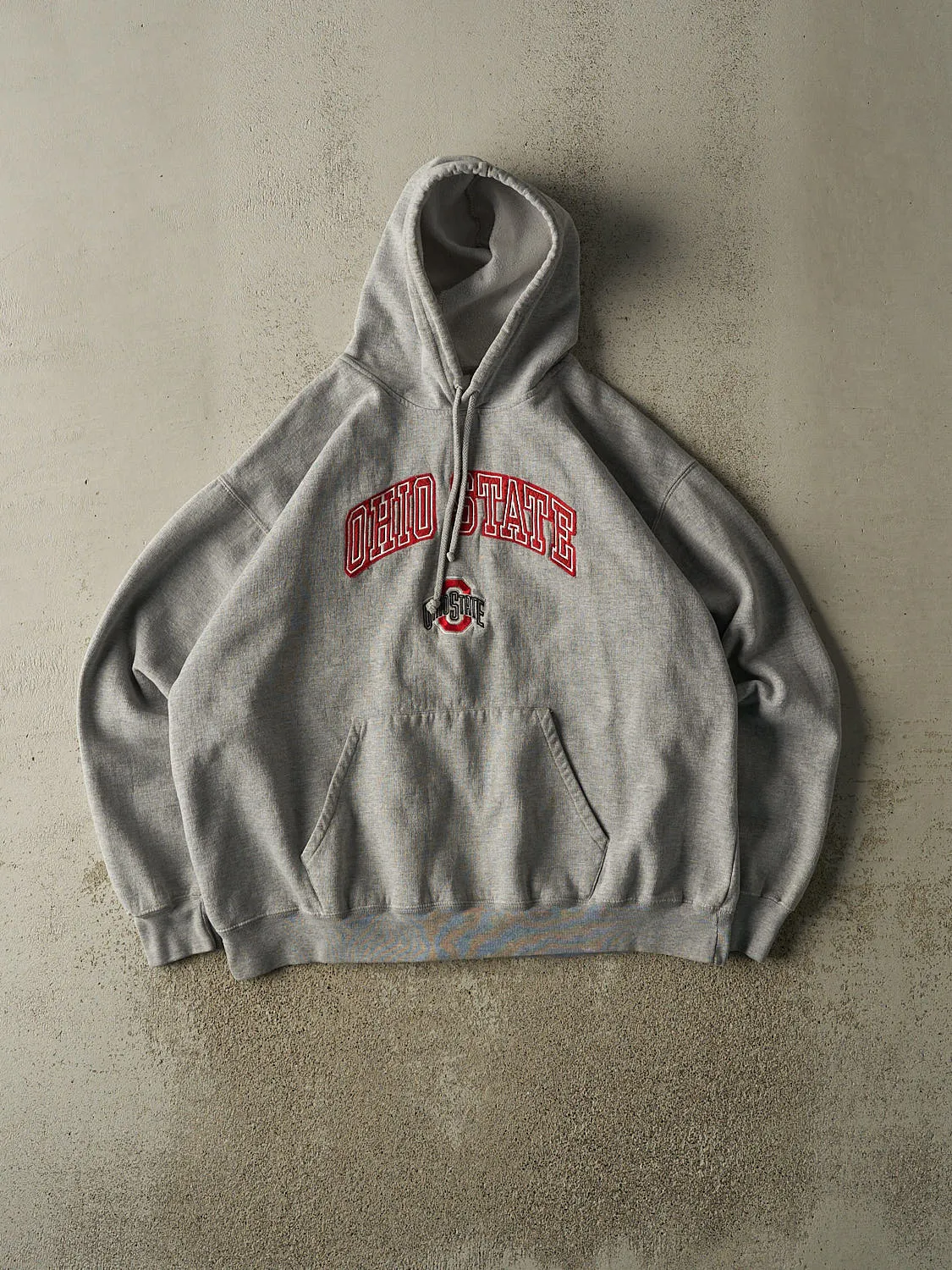 Vintage Y2K Grey Ohio State University Embroidered Hoodie (L/XL) sold by Rebalance Vintage