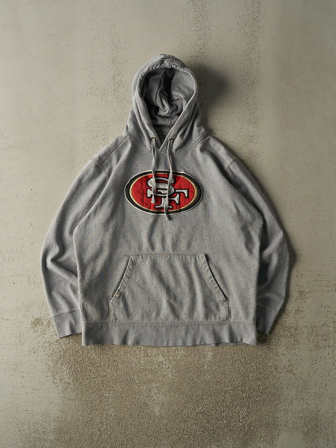 Vintage Y2K Grey San Francisco 49ers Embroidered Hoodie (L) sold by Rebalance Vintage