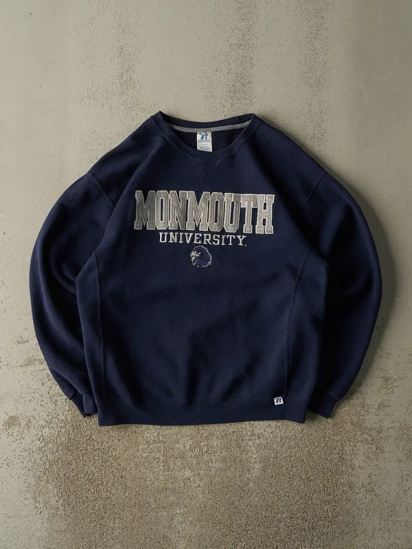 Vintage Y2K Navy Blue Russell Athletic Monmouth University Crewneck (M/L) sold by Rebalance Vintage