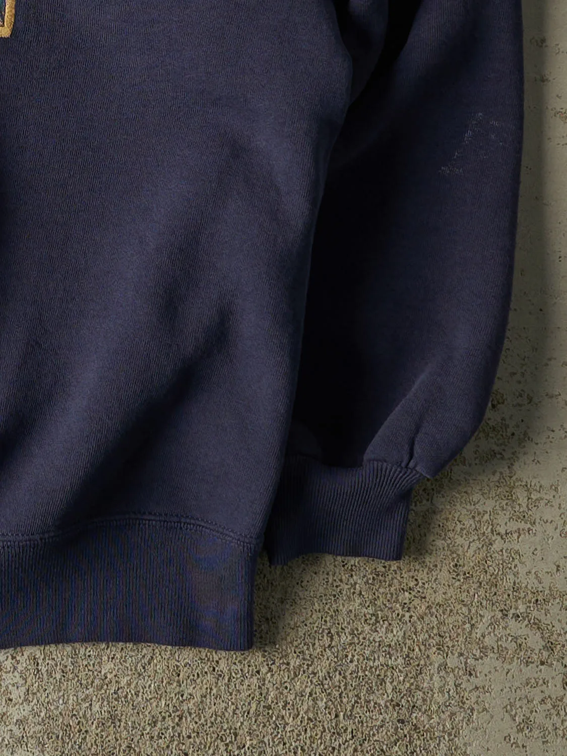 Vintage 80s Navy Blue University of Michigan Embroidered Crewneck (M) sold by Rebalance Vintage product image thumbnail 4