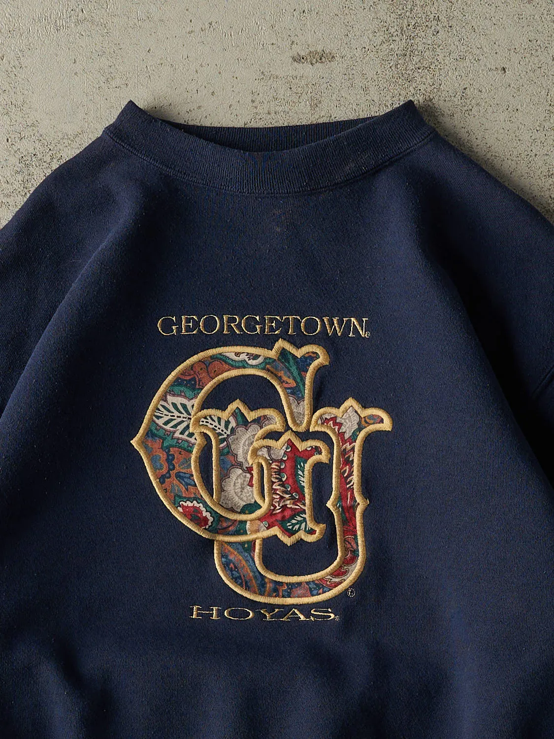 Vintage 90s Navy Blue Georgetown University Hoyas Embroidered Crewneck (M) sold by Rebalance Vintage product image thumbnail 2