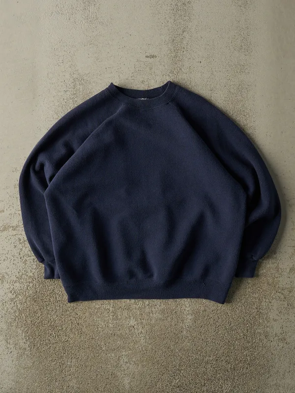 Vintage 80s Navy Blue Blank Crewneck (M) sold by Rebalance Vintage