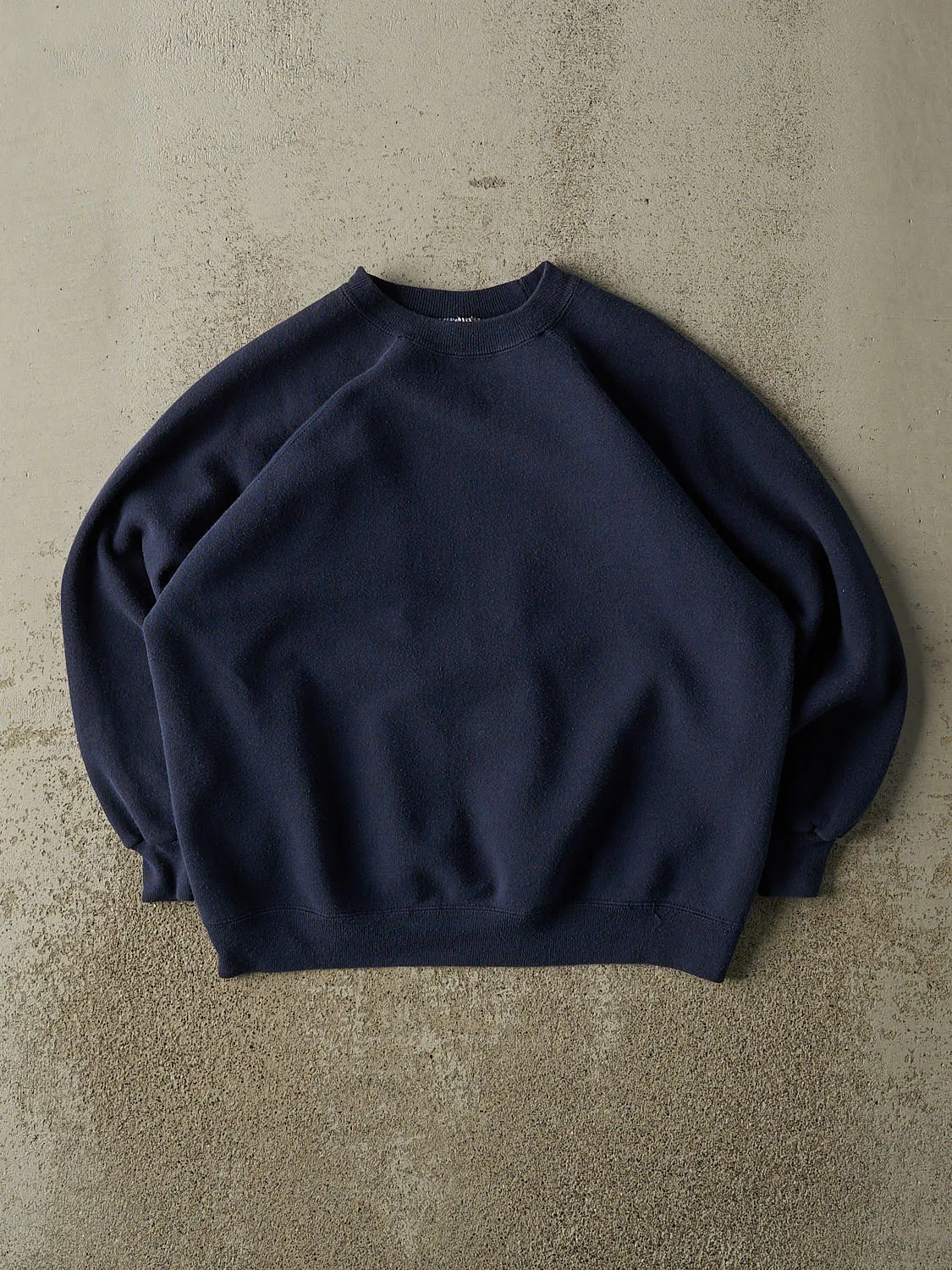 Vintage 80s Navy Blue Blank Crewneck (M) sold by Rebalance Vintage