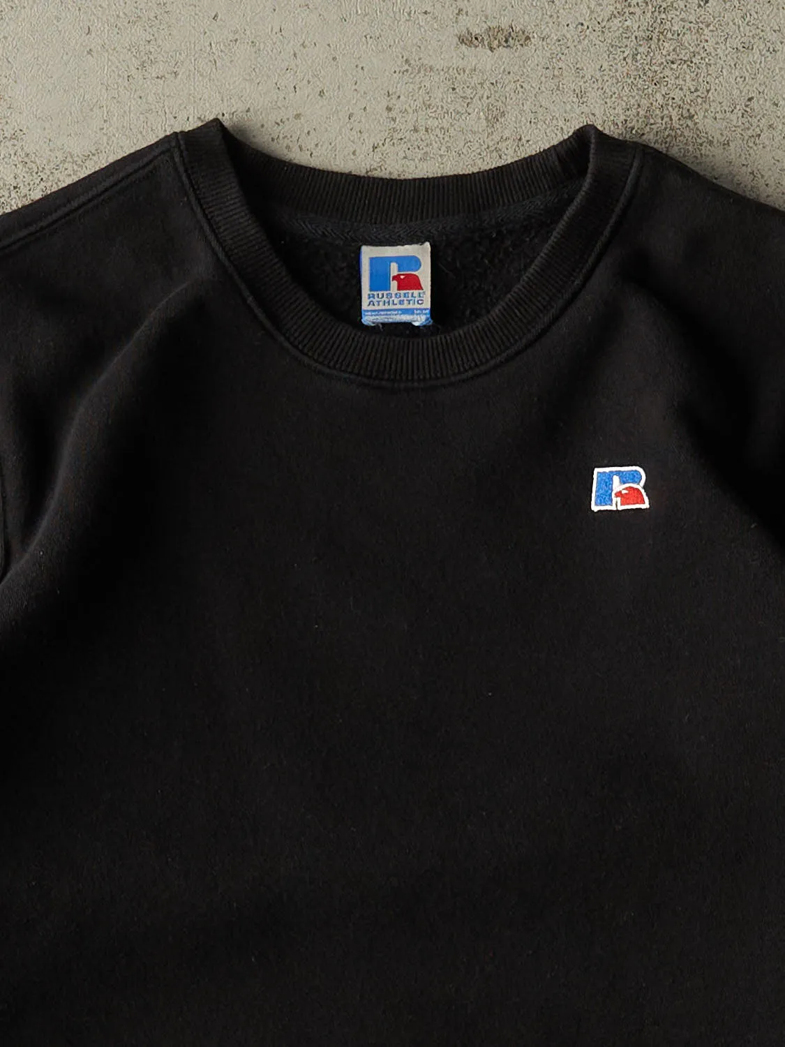 Vintage Y2K Black Russell Athletic Embroidered Crewneck (S/M) sold by Rebalance Vintage product image thumbnail 2