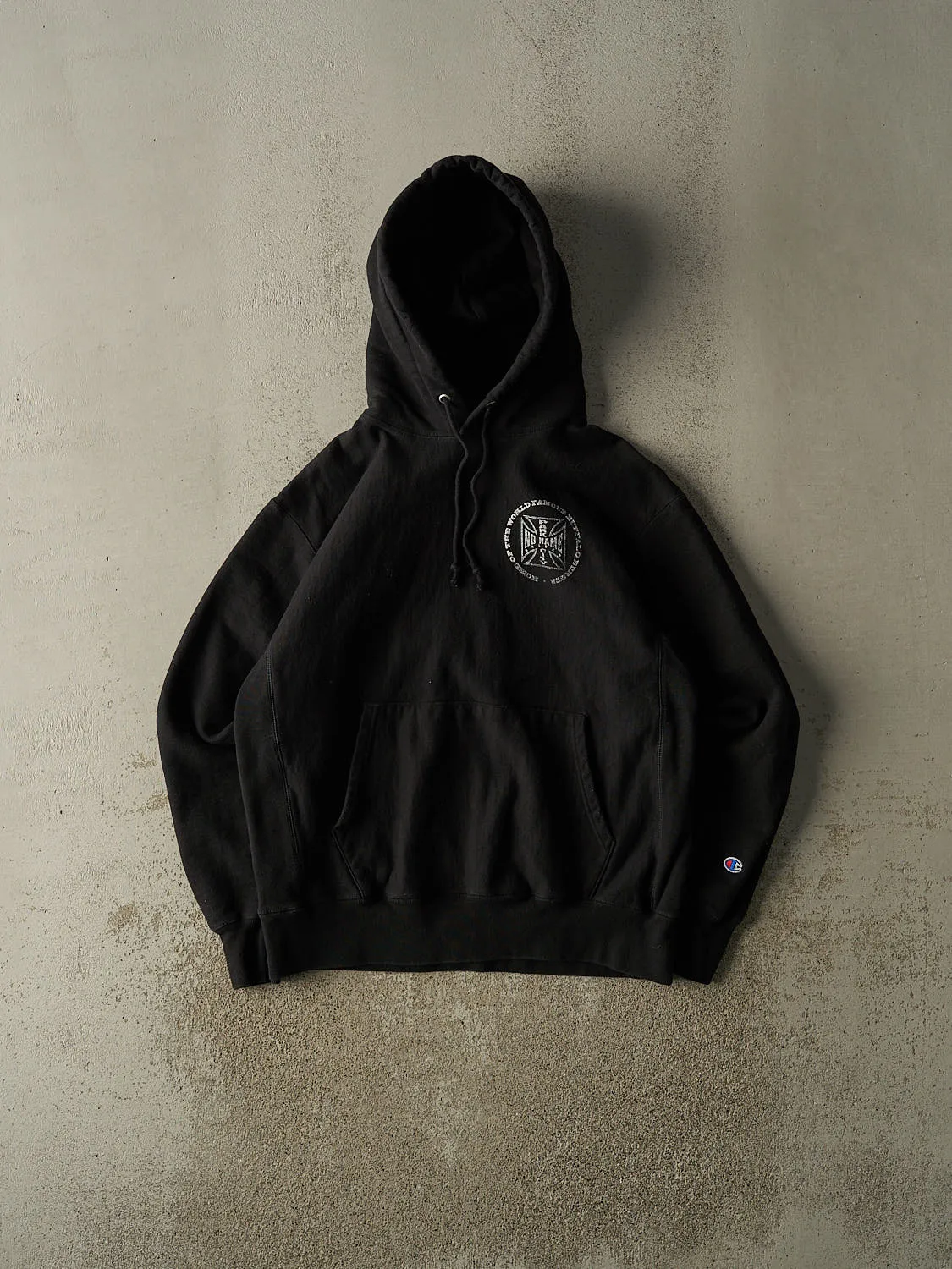 Vintage Y2K Black Champion Reverse Weave No Name Saloon Hoodie (M) sold by Rebalance Vintage