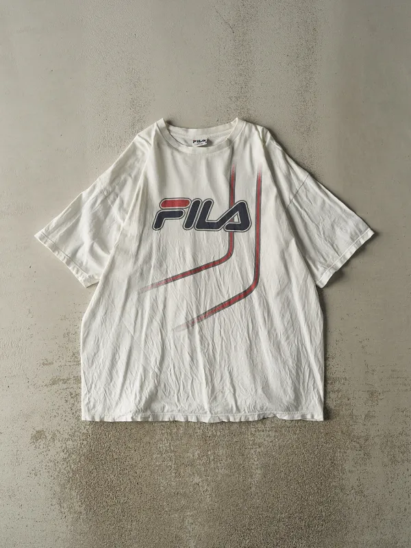 Vintage 90s White Fila Tee (XL) made by Rebalance Vintage