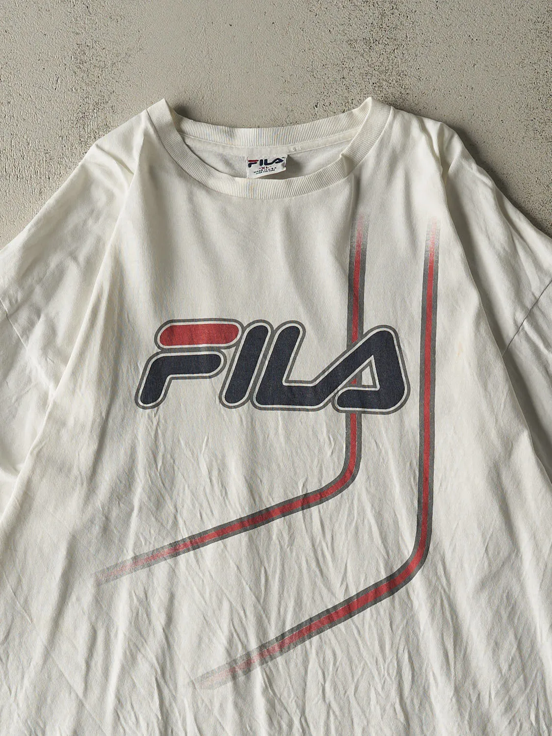 Vintage 90s White Fila Tee (XL) sold by Rebalance Vintage product image thumbnail 2
