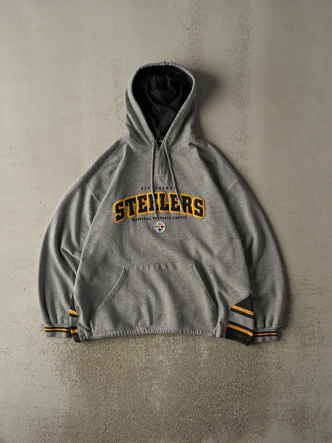 Vintage Y2K Grey Pittsburgh Steelers Quarter Zip Hoodie (XL/XXL) sold by Rebalance Vintage