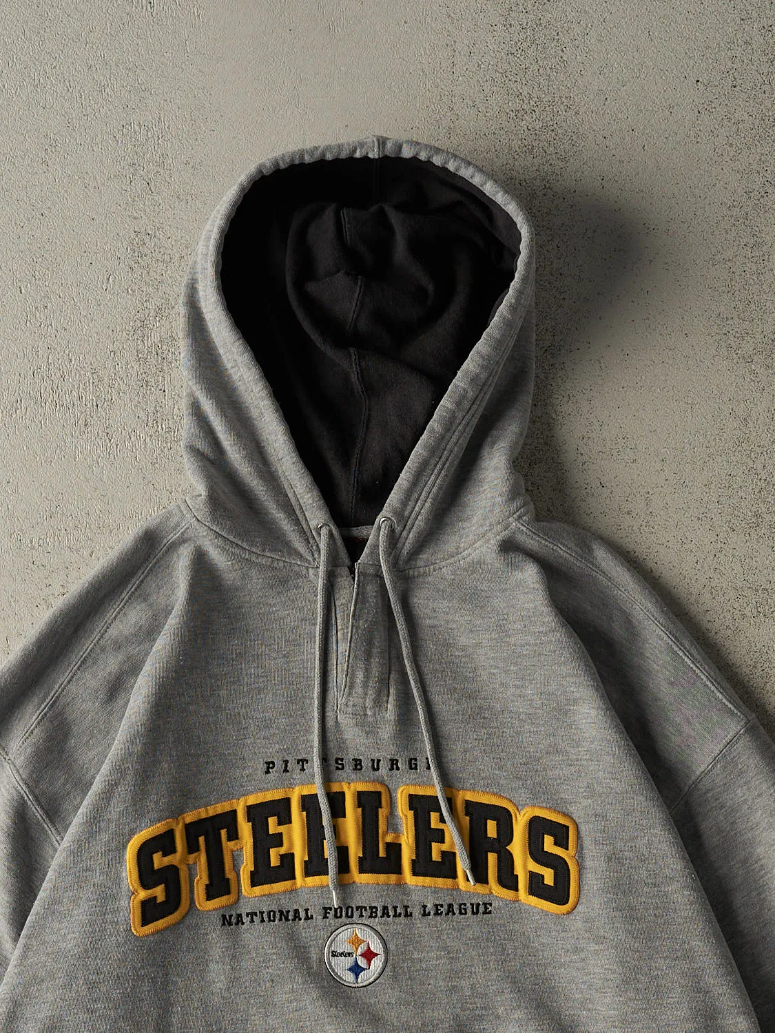 Vintage Y2K Grey Pittsburgh Steelers Quarter Zip Hoodie (XL/XXL) sold by Rebalance Vintage product image thumbnail 2