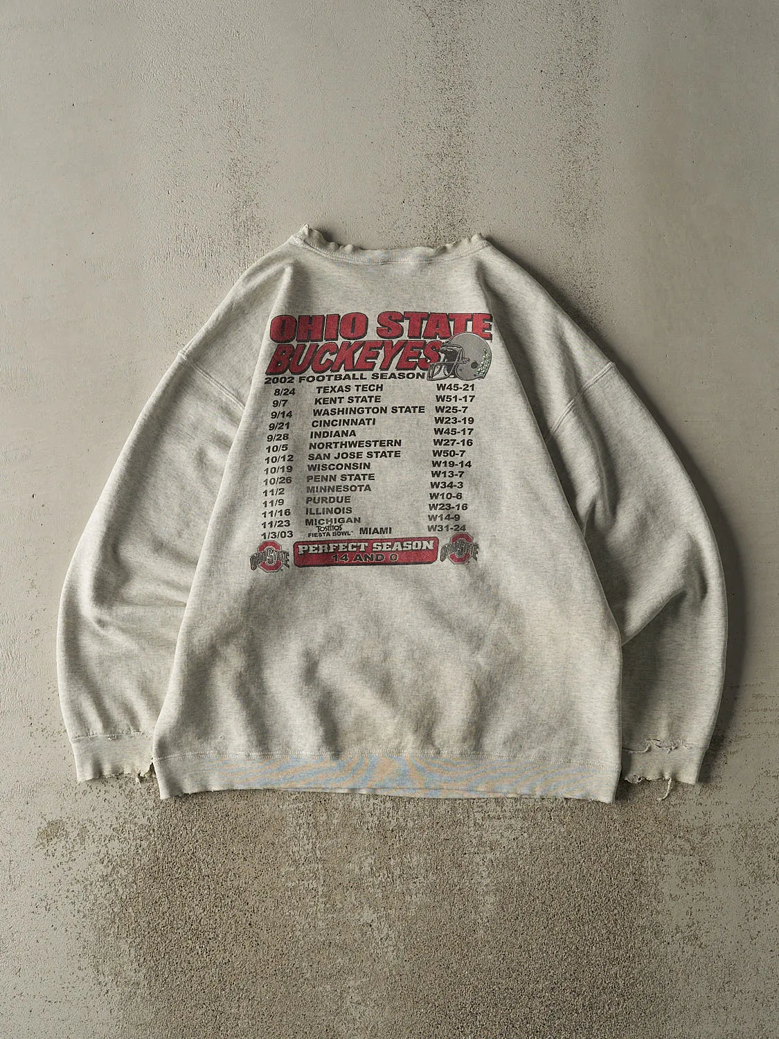 Vintage 02' Heather Grey Ohio State Buckeyes Fiesta Bowl National Champs Crewneck (XL) sold by Rebalance Vintage product image thumbnail 2