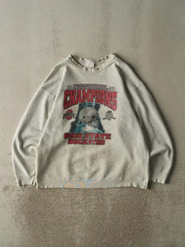 Vintage 02' Heather Grey Ohio State Buckeyes Fiesta Bowl National Champs Crewneck (XL) sold by Rebalance Vintage