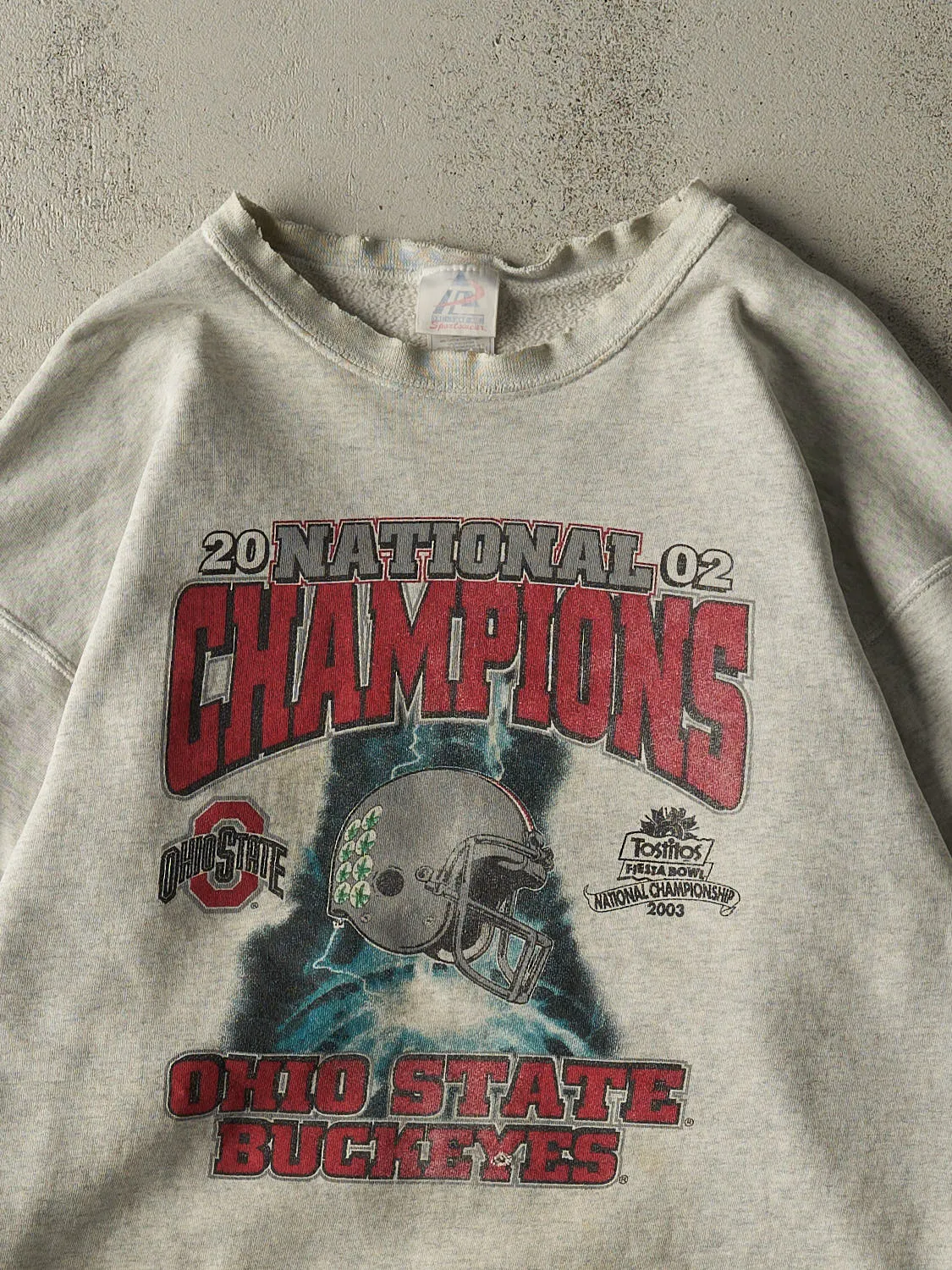 Vintage 02' Heather Grey Ohio State Buckeyes Fiesta Bowl National Champs Crewneck (XL) sold by Rebalance Vintage product image thumbnail 3