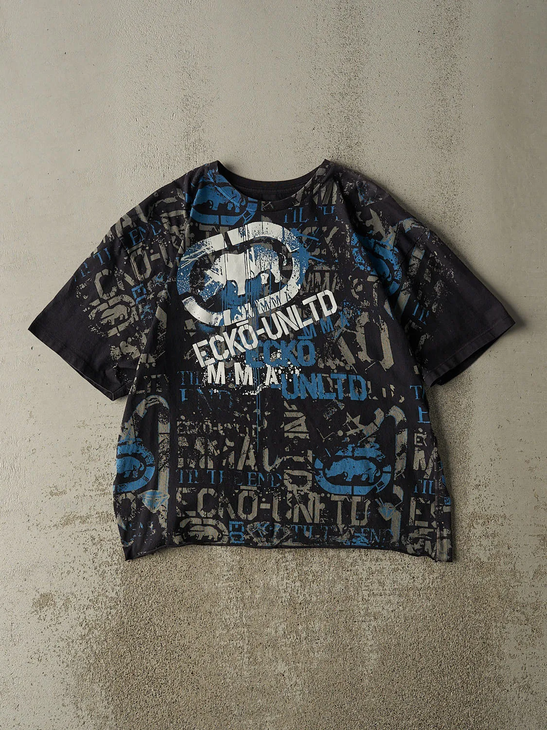Vintage Y2K Black & Blue Ecko AOP Tee (M/L) sold by Rebalance Vintage