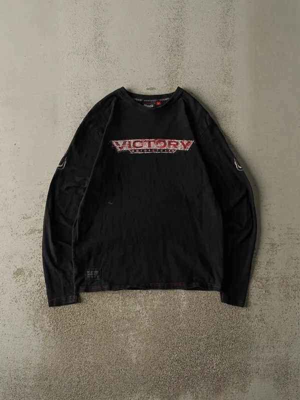 Vintage Y2K Black Victory Motorcycles Long Sleeve (S/M) made by Rebalance Vintage