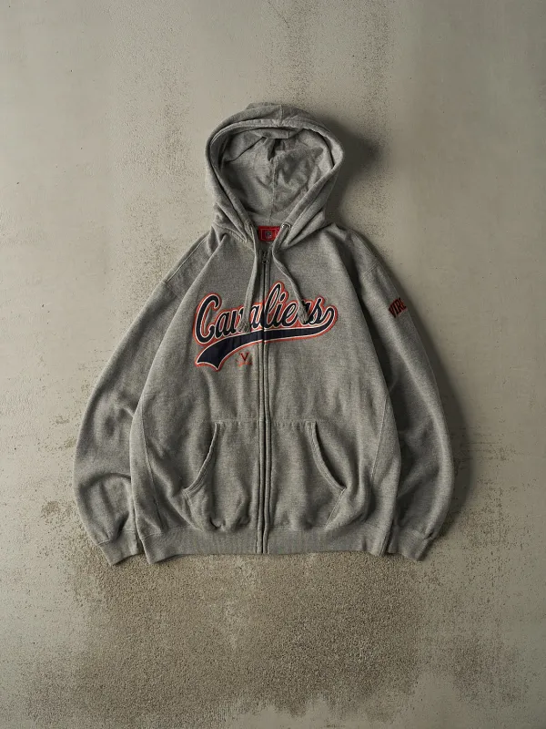 Vintage Y2K Grey University of Virginia Cavaliers Embroidered Zip Up Hoodie (XL) sold by Rebalance Vintage