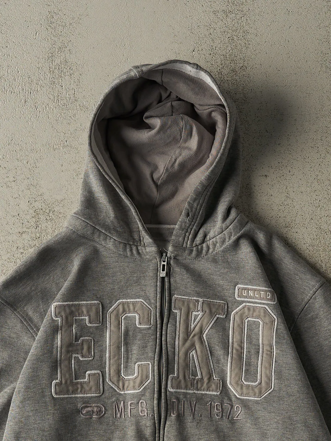 Vintage Y2K Grey Ecko Embroidered Zip Up Hoodie (M/L) sold by Rebalance Vintage product image thumbnail 2