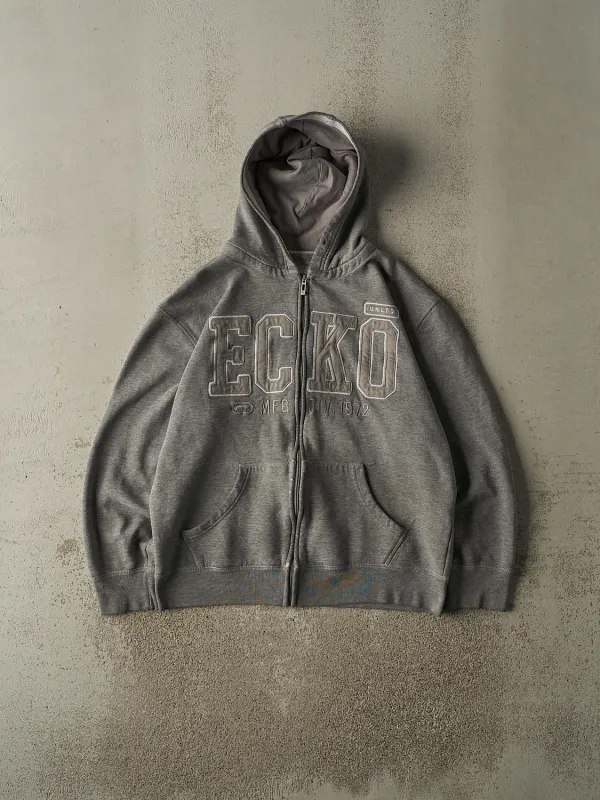 Vintage Y2K Grey Ecko Embroidered Zip Up Hoodie (M/L) made by Rebalance Vintage