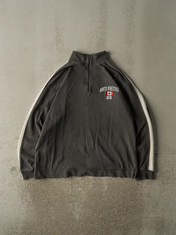 Vintage Y2K Charcoal Grey Roots Athletics Quarter Zip Sweater (XL) sold by Rebalance Vintage