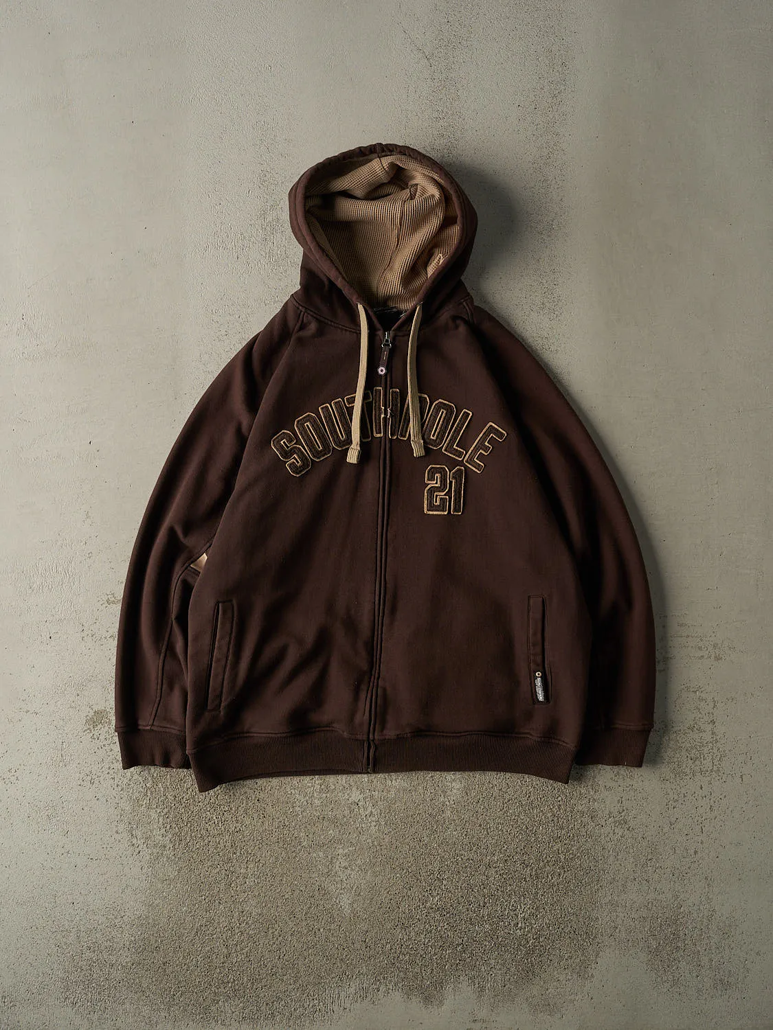 Vintage Y2K Brown Southpole Embroidered Zip Up Hoodie (XXL) sold by Rebalance Vintage