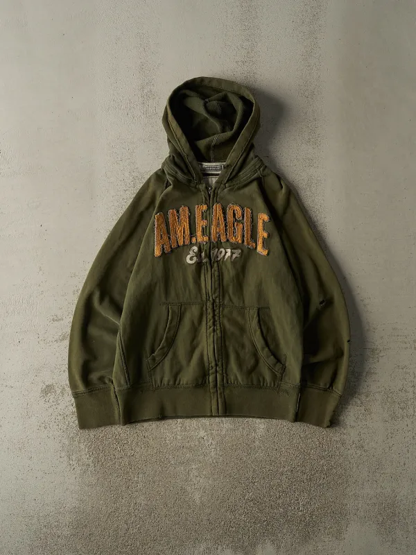 Vintage Y2K Green American Eagle Embroidered Zip Up Hoodie (M/L) sold by Rebalance Vintage