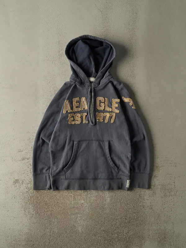 Vintage Y2K Sun Faded Navy American Eagle Quarter Zip Hoodie (M) sold by Rebalance Vintage