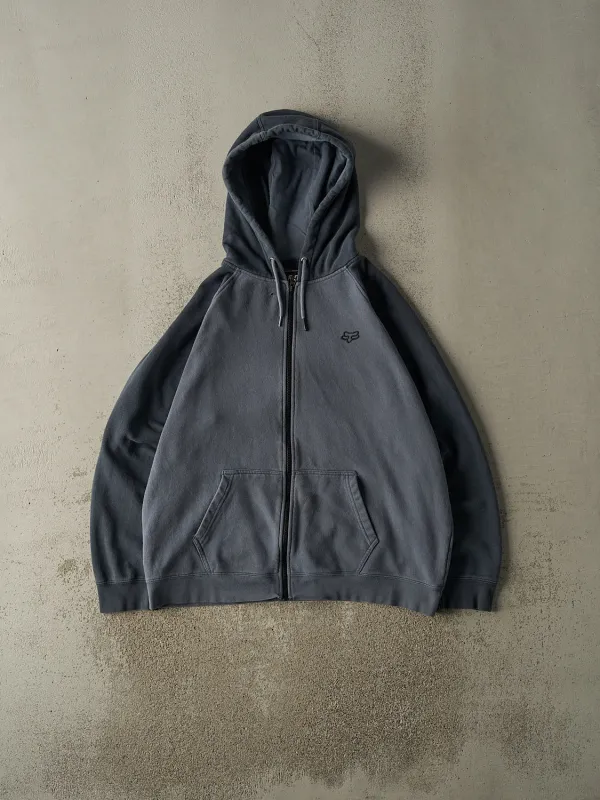 Vintage Y2K Slate Blue Fox Racing Zip Up Hoodie (XL/XXL) sold by Rebalance Vintage